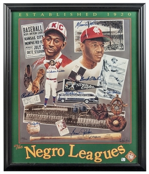 The Negro League Multi-Signed 20x24 Framed Color Print (10 Signatures Including  Monte Irvin, Buck ONeill) (JSA)